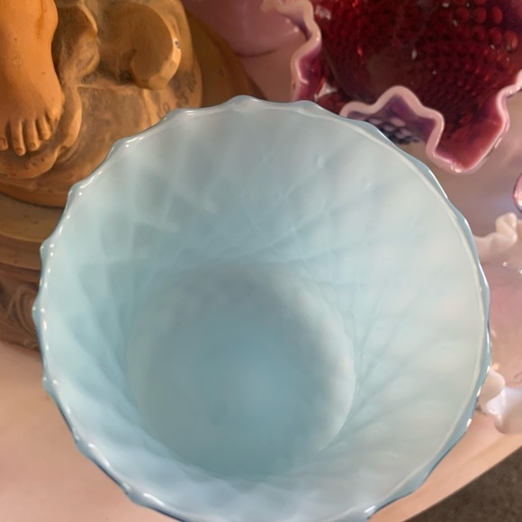 Vintage Blue Diamond Pattern Vase/Glass - Picture 3 of 4